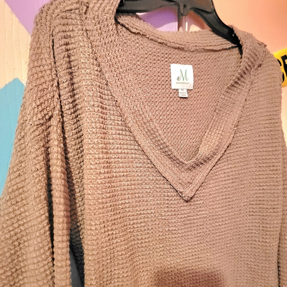 Shop The Mint Women's V-Neck Waffle Sweater Top Gray